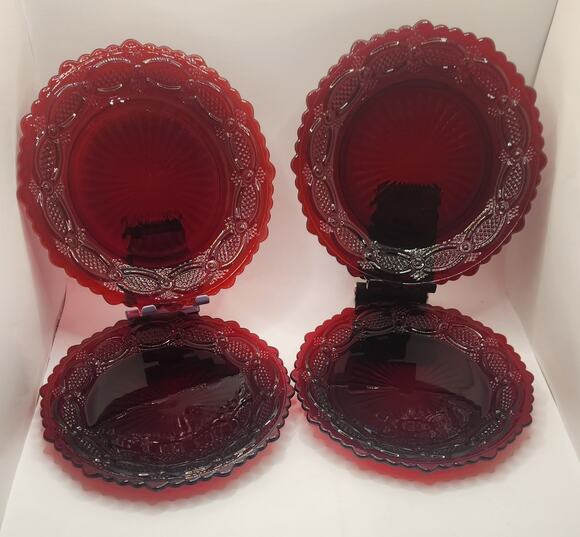 Avon | Dining | Avon 876 Cape Cod Ruby Red 7 Salad Plates Set Of 4 ...